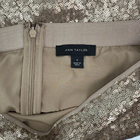 Ann Taylor Gold Sequin A-line Skirt Women, Size 4 - Picture 5 of 10